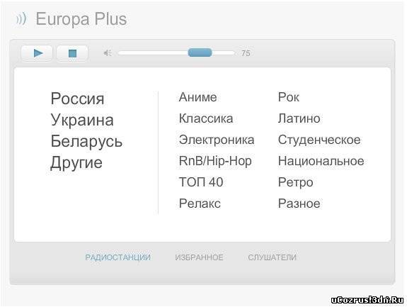 Онлайн радио для ucoz как вконтакте